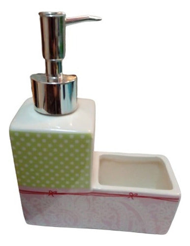 Dispenser Para Detergente De Ceramica Con Porta Esponja 0