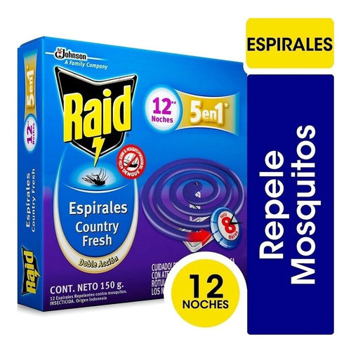 Raid Espirales Country Fresh Caja X 12 Repelente Mosquitos 2