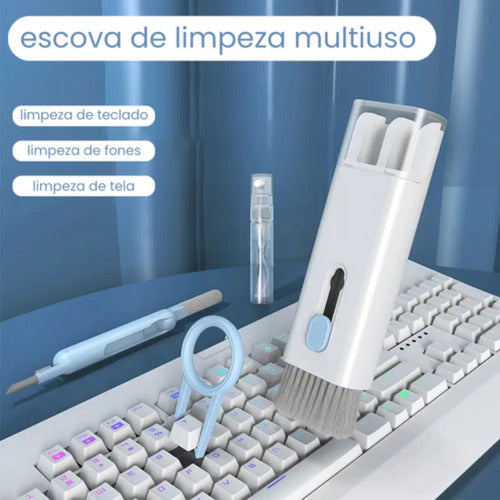 Escova Macia Limpa Teclado Pc Limpador Fone De Ouvido 7 Em 1 3