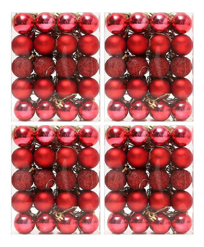 160 Christmas Tree Balls TKYGU Red 3 Designs 3cm 0