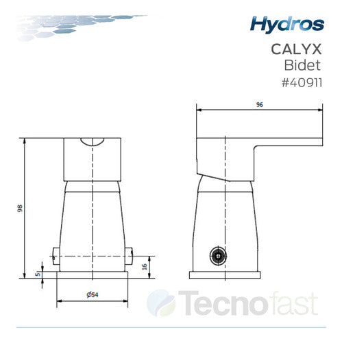 Hydros Calyx Chrome Bathroom Bidet Monobloc Faucet 40911 6