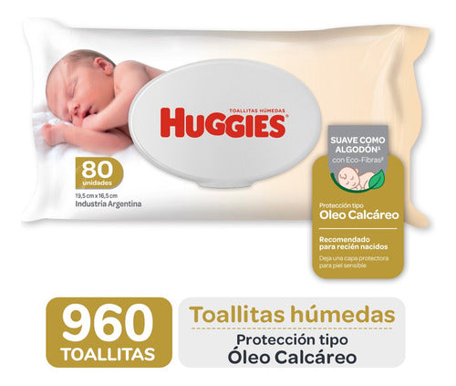 Toallas Humedas Huggies C/ Oleo Calcareo Deluxe X80 Caja X12 0