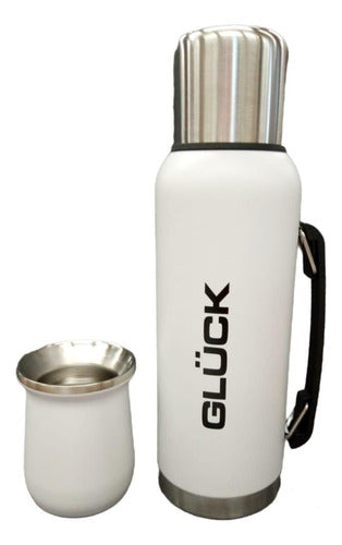 Set Gluck Termo 1 Lt. Tapón Cebador Con Mate Ac.inox.blanco 0