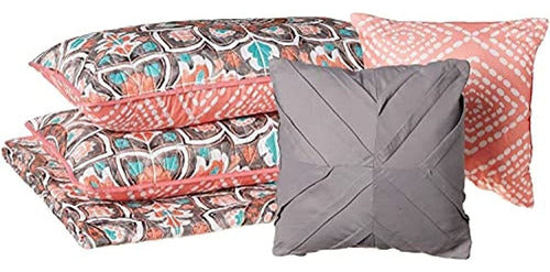 Avondale Manor Ibiza 5-Piece Comforter Set, Queen, Coral 2