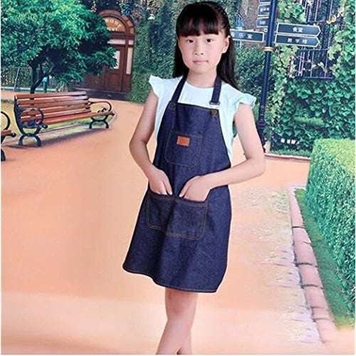 Lazynice Unisex Denim Apron with Pockets for Kids, Women, Men 1