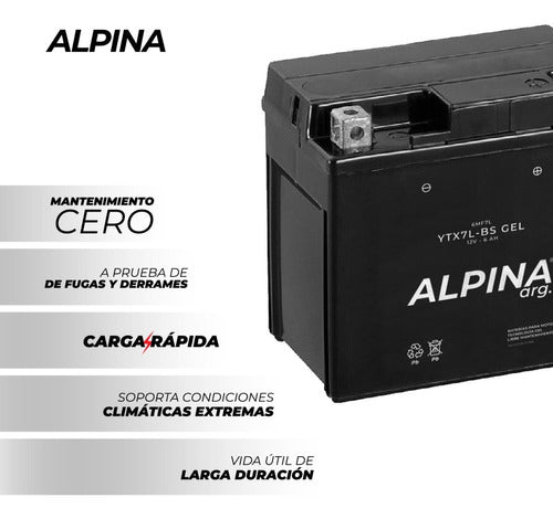 Maintenance-Free Alpina YTX7A-BS Gel Battery - STI 2
