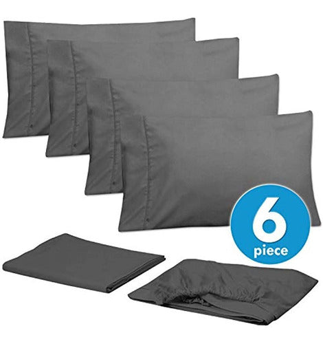 Sweet Home Collection 6-Piece Sheet Set - Gray 1