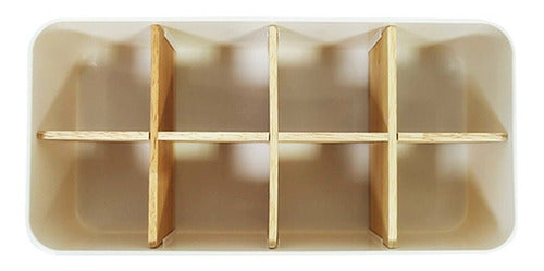 Wooden Mini Organizador De Plastico Con Divisiones En Bambu 1