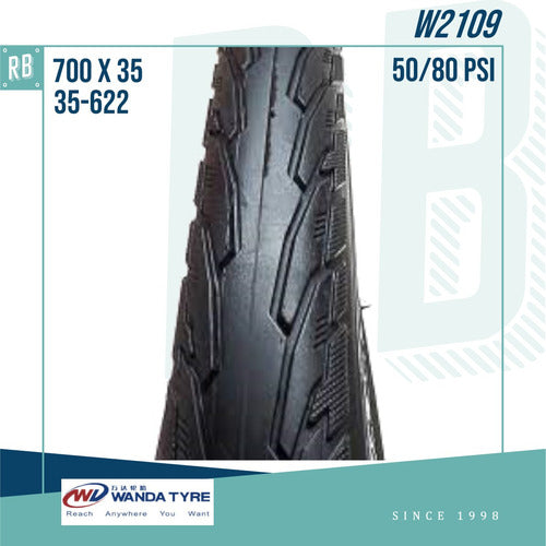 Pack of 2 Black Chain Bicycle Tires 700x35 Wanda Tyre 1