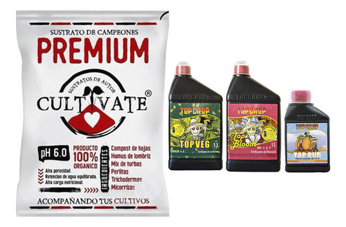 Cultivate Sustrato Premium 80lts Top Veg Bloom 1lt Bud 250ml 0