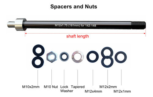 Odier Bike Trailer Hitch Thru Axle Adapter 12mm Thru Axle With 1.0/1.5/1.75 Thread Pitch Shaft Length 167~185mm (m12-1.0-167mm) 3