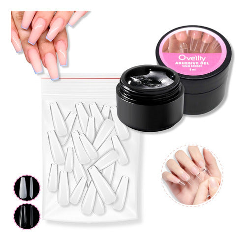 Fashion Press On Soft Gel 8ml +100 Ultra Thin Coffin Tips 0