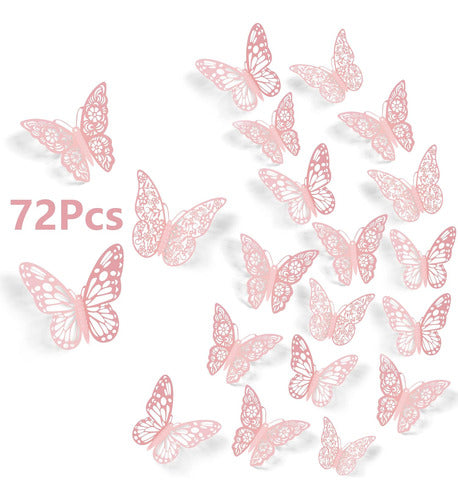 Decoración De Pared Mariposa 3d 72 Piezas 3 Tamaños Pegatina 1