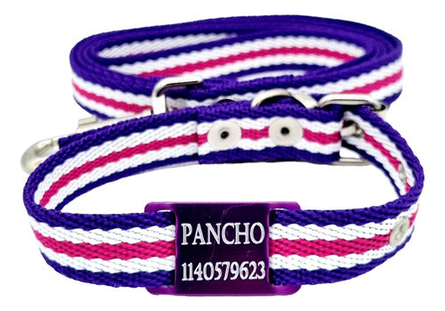 MEDALLAS PARA PERROS Chapita Perro Color + Collar Y Correa De 2cm Ancho Armony 0