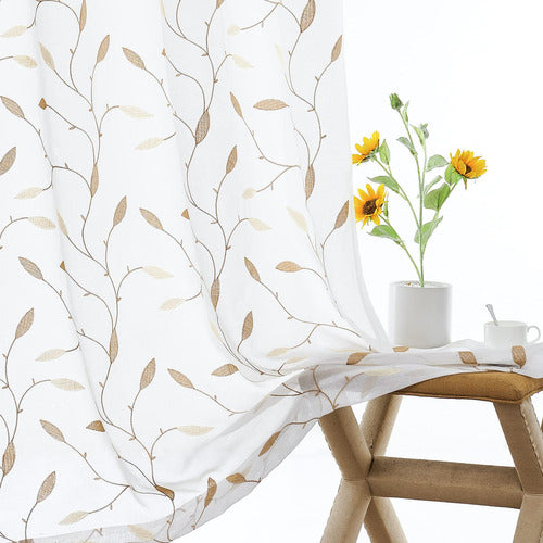 COLLACT Sheer Embroidered Curtains with Leaves for Living Room 6