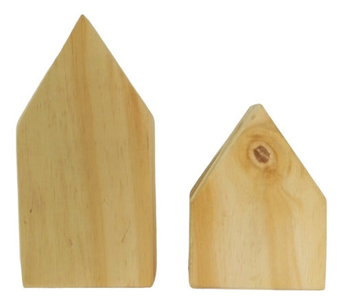 Set of 2 Mini Nordic Wooden Houses 0