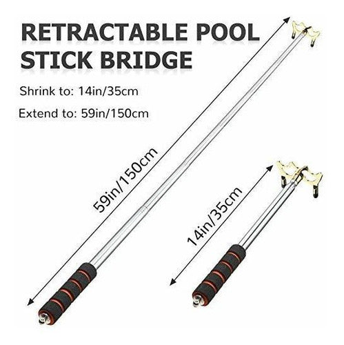 Skylety Pool Cue Rest With Stick - Retractable Billiards Cue Rest (35cm to 150cm) 2