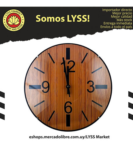 LYSS MARKET Wooden Style Plastic and Glass Clock 1