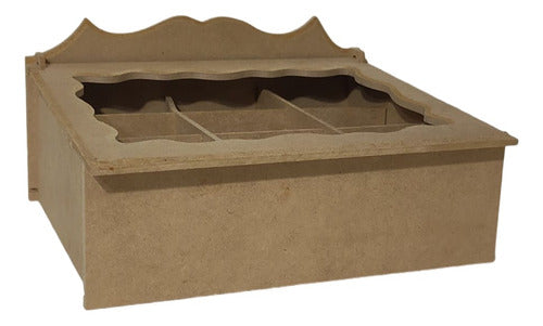 Morema Trece Tea Box with Cutout Lid - 9 Divisions MDF 5.5mm 1