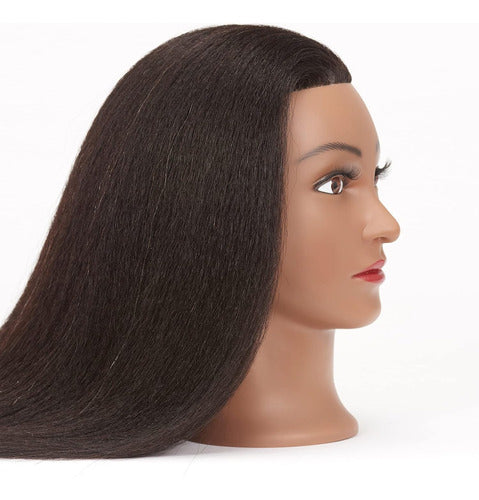 18 '' 90% Real Hair Mannequin Practice Training Head Peluque 3