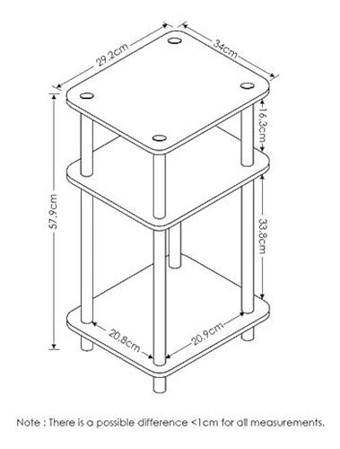 Furinno - Mesa Auxiliar De 3 Niveles, Turn-n-tube, Paquete D 1