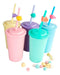 Reusable Plastic Cup 300cc X20u with Straw and Identifiable Cup Holder 0