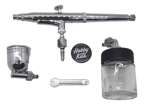 Hobbykits Dual Action Gravity Feed Airbrush with Side Suction Glass Jar 2