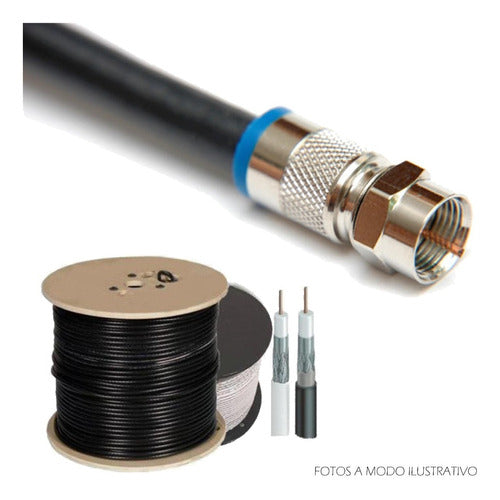 Megapro Cable Coaxial 35 Mts RG-6 C/ Fichas Compresion Profesional HD 1