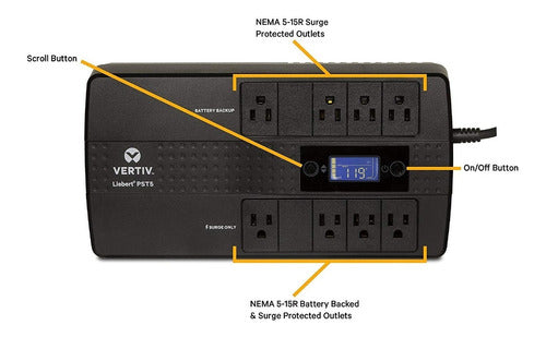 Liebert Vertiv PST5 850VA 500W Battery Backup Surge 1