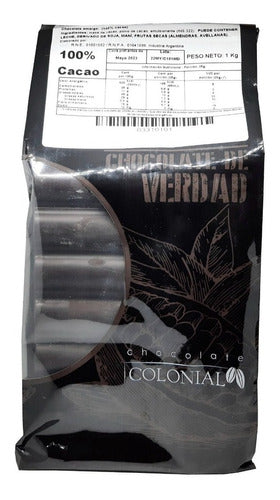 Chocolate Amargo 100% Cacao 1 Kg Tabletas Colonial X 2u 0