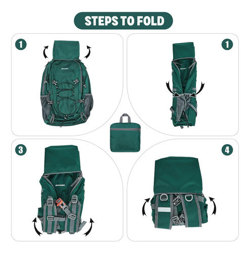 BECOJADDE Lightweight 40L Folding Compact Trekking Backpack Green 4