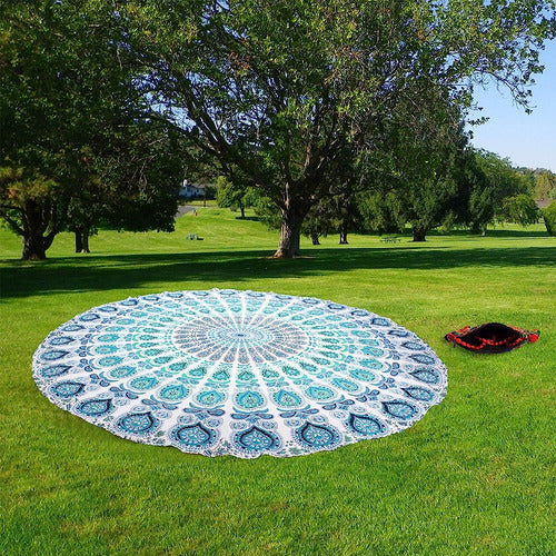 Raajsee Tapestry Wall Mandala (Blue White, Round 70 Inches) 1