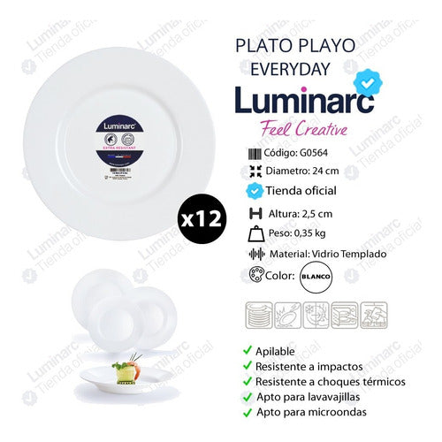 Luminarc Everyday Shallow Plates Set of 12 1