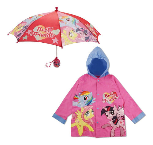 Paraguas Hasbro Girls My Little Pony Kids Con Poncho A Juego 0