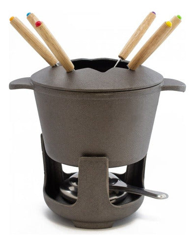 Dark Gray Fondue De Hierro Fundido 6 Personas Fundicion Pinches Oferta 0