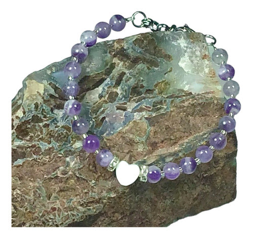 Amethyst Bracelet with Mother-of-Pearl Heart 0