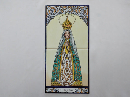 Mayólica  Virgen De Itatí - 2 Azulejos - (15 X 30) 1