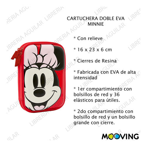 Double Minnie Mouse Eva Pencil Case Kit with Giotto Colored Pencils and Markers 2