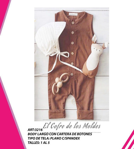 MoldeArte Molde Digital Mameluco Bebe C/abotonadura Pack Talles 1 Al 5 1