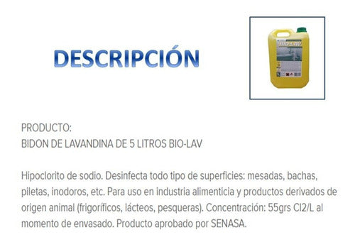 Lavandina Concentrada 60% Bio-lav X5lts Aprobado Por Anmat 3