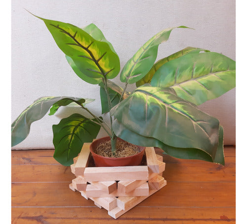Natural Wooden Plant Pot Holder for Indoor / Outdoor Garden 1