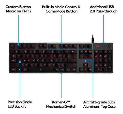 Logitech G G413 Backlit Mechanical Gaming Keyboard With USB P 2