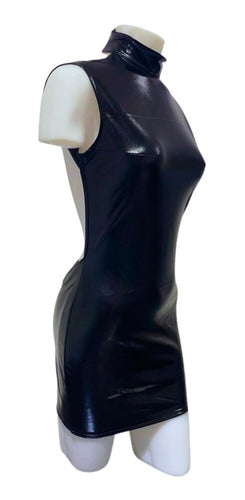 Different Touch Black Deep-Cut Vinyl Dress for Night Parties 2