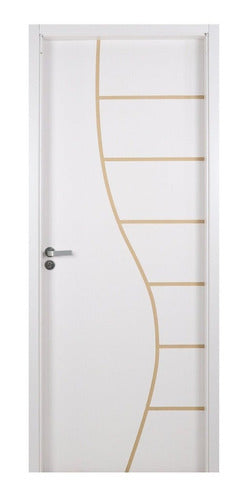 Kit Porta De Madeira Decorada 215x74cm Com Batente De Mdf Wt 0