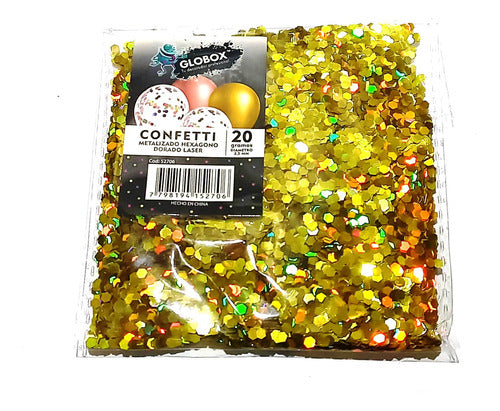 Globox Confetti Metalizado Hexagono Laser X 40grs - 5 Soles 1