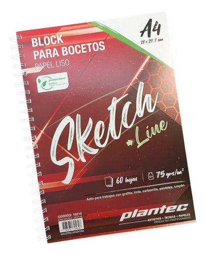 Plantec Block Sketch Line Para Bocetar A4 60h 75gr Anillado 0