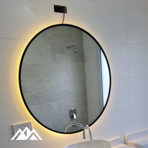 Round LED Light Mirror with PVC Frame 80cm 33