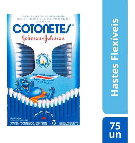 Kit 6 Hastes Flexíveis Cotonetes Com 75un Johnson's Barato 2