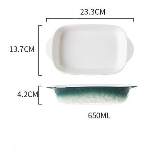 Gradient Design Ceramic Container - 650ml Oven-Safe 1pc Green 2