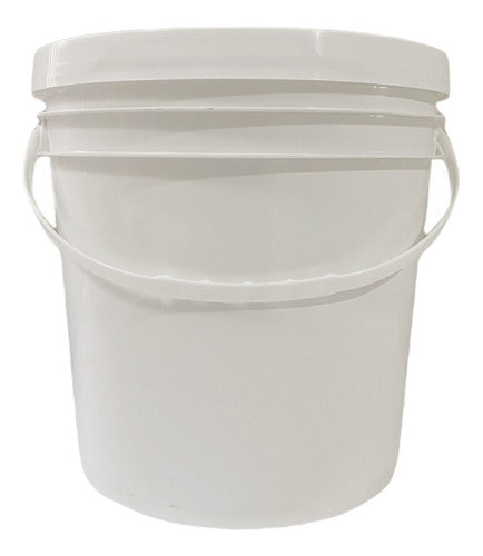 Set of 5 White Plastic Buckets with 4-Liter Lid for Liquids 0